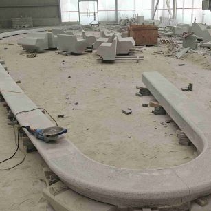 丹东 芝麻白花岗岩弧形花坛石，坐凳石