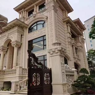 丹东 黄金麻花岗岩别墅外墙干挂效果展示