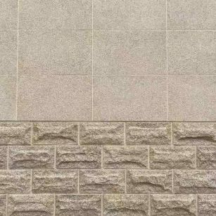 丹东 黄金麻自然面蘑菇石配荔枝面干挂