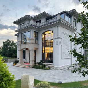 丹东 白麻花岗岩私人别墅干挂石材豪华定制