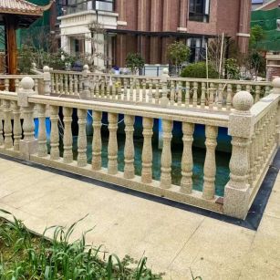 丹东黄金麻花岗岩石材栏杆，扶手，将军柱，花瓶柱