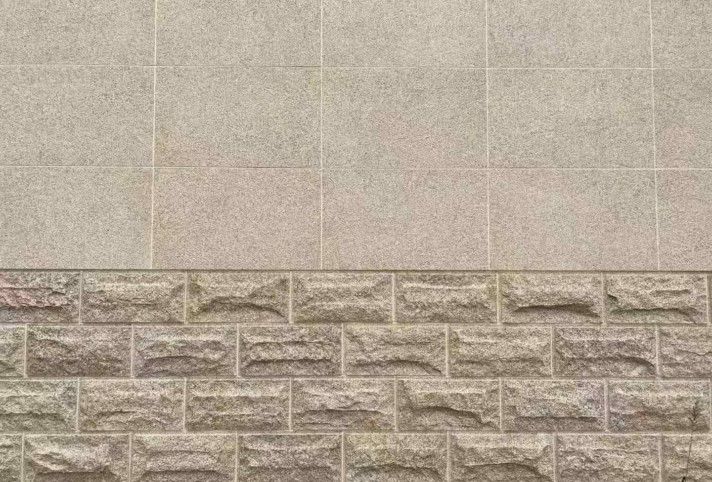 丹东 黄金麻自然面蘑菇石配荔枝面干挂