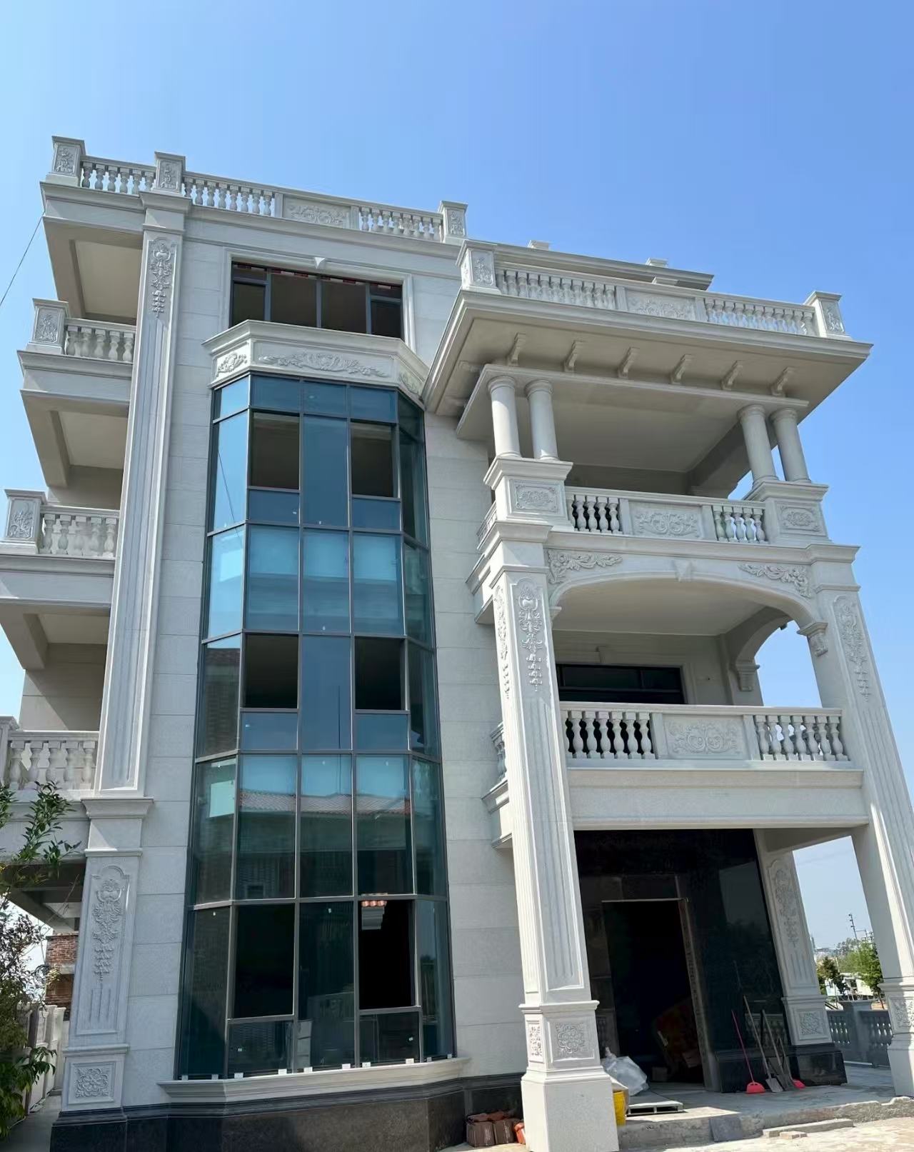 丹东 白麻花岗岩别墅外墙干挂效果展示