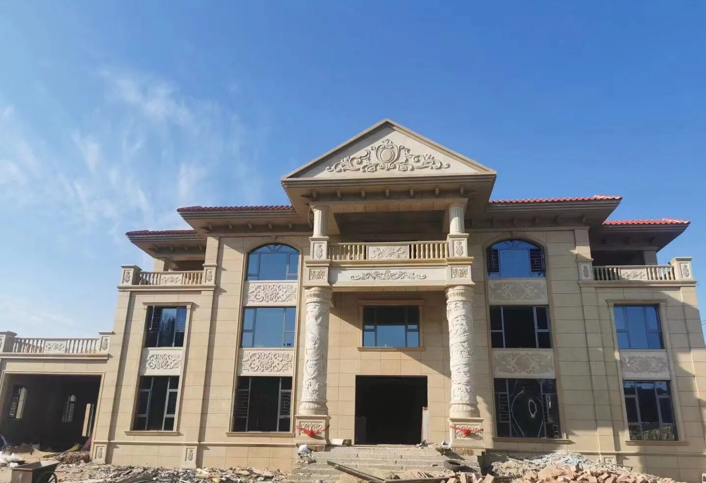 丹东 黄金麻花岗岩别墅外墙干挂